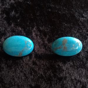 Vintage Karla Jordan - Blue Howlite Oval Earrings